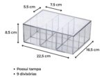 Caixa Organizadora Com Tampa e Divisórias 22,5 x16,5x8,5cm
