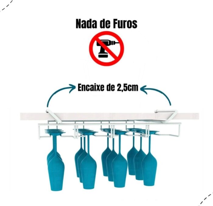 Suporte Suspenso Móvel Para Taças Branco - Imagem 5
