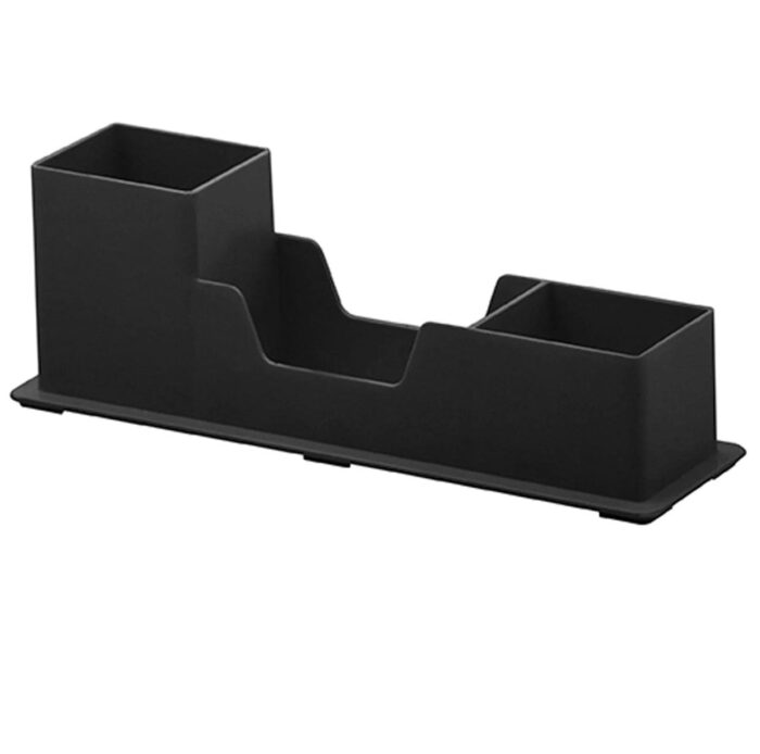Organizador Triplo de Mesa Porta Canetas Lápis Clips Preto - Imagem 1