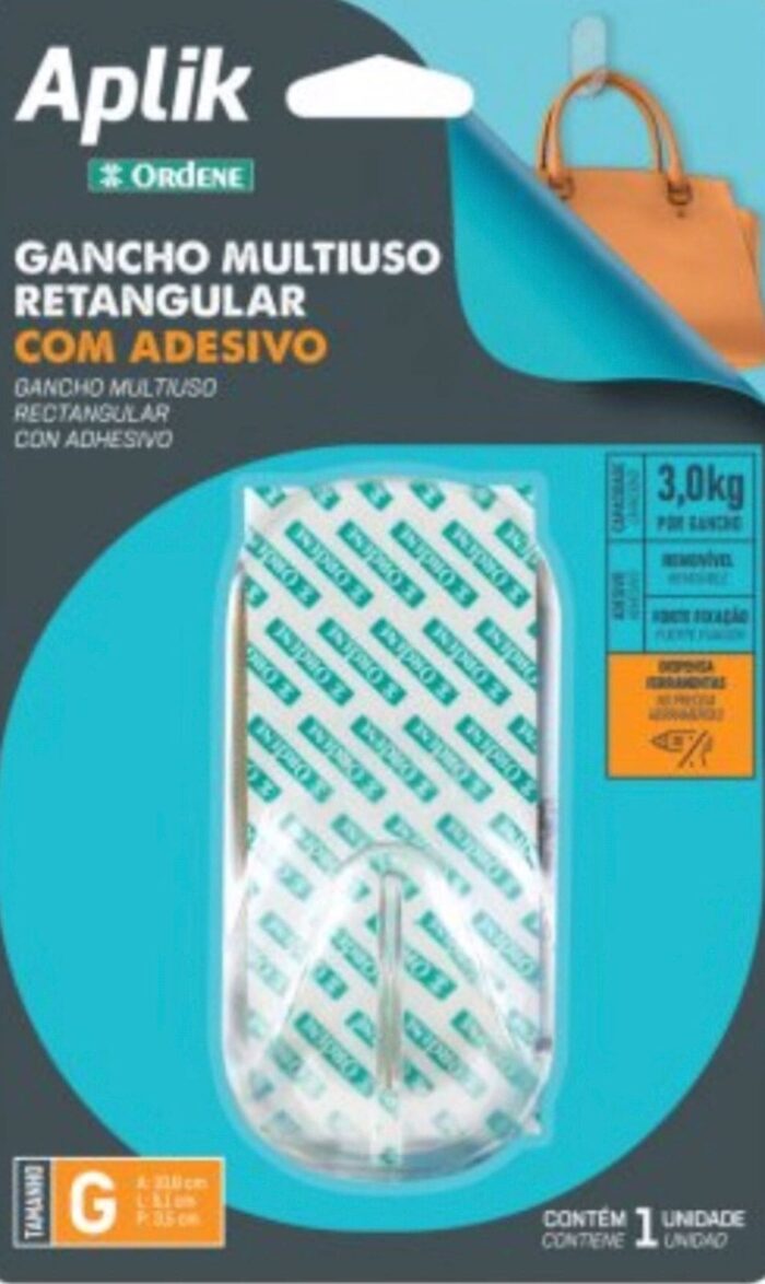 Gancho Adesivo Grande Multiuso De Parede - Imagem 1