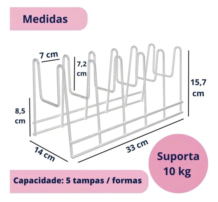 Organizador Aramado Para Tampas/Formas e Marinex Branco - Imagem 5