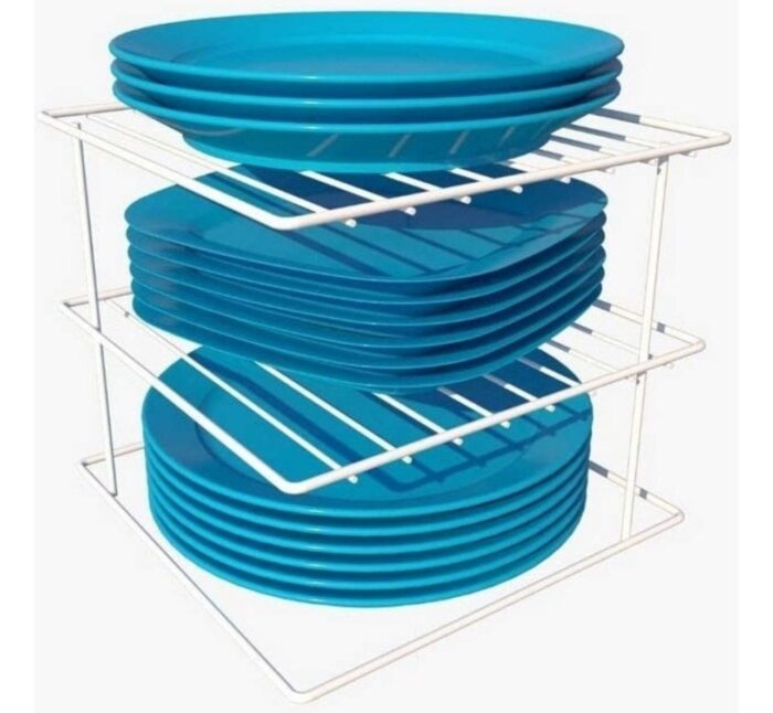 Organizador Aramado Quadrado para Pratos Branco - Imagem 1