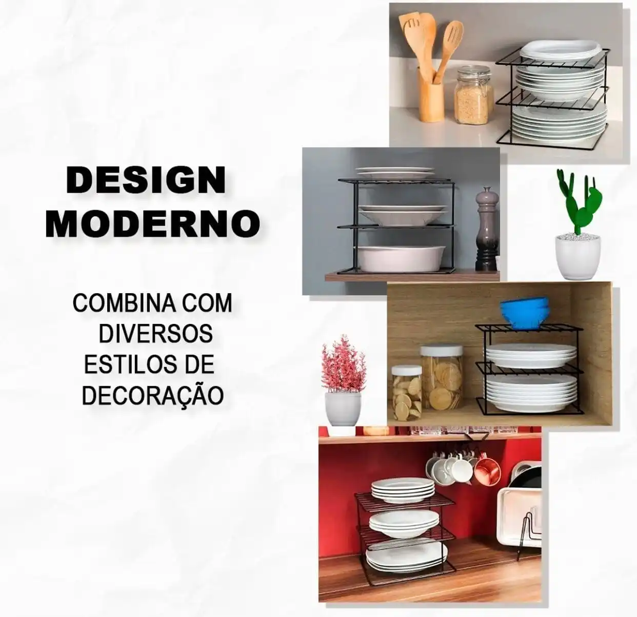 Organizador Aramado Quadrado para Pratos Preto - Imagem 2