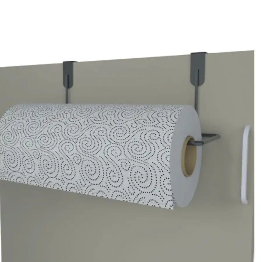 Suporte Papel Toalha Para Porta Preto - Imagem 1