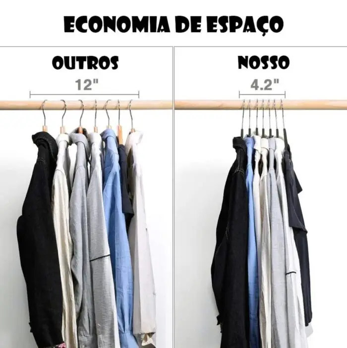 Cabide Veludo Ultra Fino Adulto Preto - Imagem 3